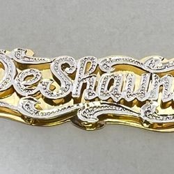 "Set your name on fire with our double gold name plates!"