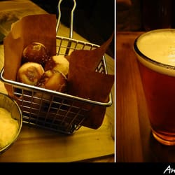 Sixth Street Bar - German Pretzels (salted) w/ ale infused cheese and spicy mustard. A pint of Alpha King to wash it all down.