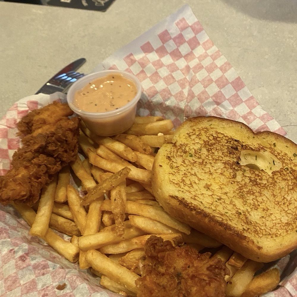 Chicken basket minus a few chicken strips that I already ate Chicken basket minus a few chicken strips that I already ate