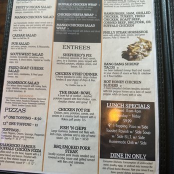 Shamrocks Pub & Grill - menu - American Near Me - St Peters, Missouri
