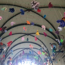 Writer's Square - Yarn bombing by Saturday Knit Fever for CNB15