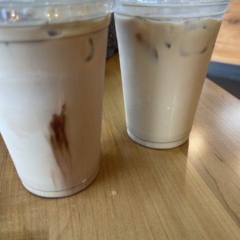 Maple Street Biscuit Company Katy - Left: iced caramel toffee latte Right: iced maple mocha latte - Breakfast & Brunch Near Me - Katy, Texas