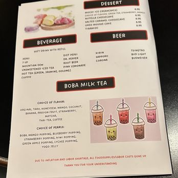 Haru Ramen - a menu for boba milk tea - Ramen Near Me - Clearfield, Utah