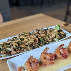 Cooper’s Hawk Winery & Restaurant - Bacon wrapped shrimp and brussel sprouts