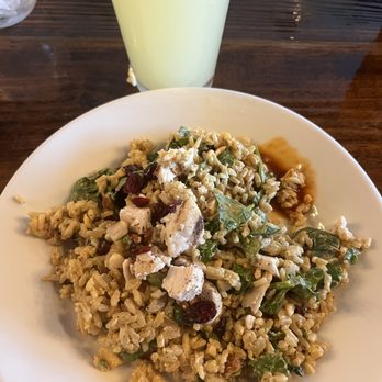 Cafe Del Soul - Curry brown rice with chicken with a ginger limeade - Salad Near Me - New Smyrna Beach, Florida Cafe Del Soul - Curry brown rice with chicken with a ginger limeade - Salad Near Me - New Smyrna Beach, Florida