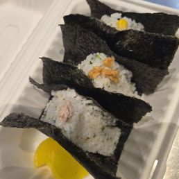 Rice ball flights to-go (creamy yuzu tuna, sweet salmon, cheese corn) Rice ball flights to-go (creamy yuzu tuna, sweet salmon, cheese corn)