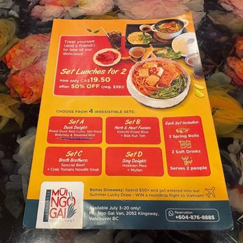 Mui Ngo Gai - Lunch menu - Singaporean Near Me - Vancouver, British Columbia Mui Ngo Gai - Lunch menu - Singaporean Near Me - Vancouver, British Columbia