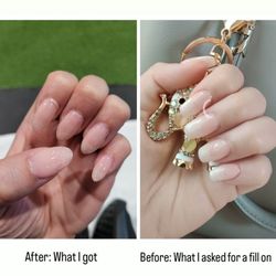 Anh's Nails & Spa - Self explanatory. After picture shows just how sloppy the painting job from Anh was. My nails before were beautiful and perfect.