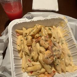 Jerk An Tingz - Shrimp Rasta Pasta & Watermelon Juice
