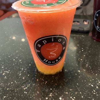 Tapioca House - Strawberry Mango Slushie with Mango Jelly - Taiwanese Near Me - Austin, Texas Tapioca House - Strawberry Mango Slushie with Mango Jelly - Taiwanese Near Me - Austin, Texas