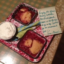 Inn At Timber Cove - Thank you, Tina and Brian, for the cherry cobbler last night and the Brazilian Banana Caramel Pancakes yesterday morning.