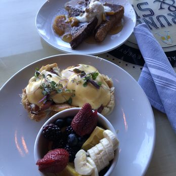 Brunch & Sip - Eggs Benedict. Fresh Fruit. Peach Cobbler French Toast 1/2 size. - Coffee & Tea Near Me - Phoenix, Arizona Brunch & Sip - Eggs Benedict. Fresh Fruit. Peach Cobbler French Toast 1/2 size. - Coffee & Tea Near Me - Phoenix, Arizona