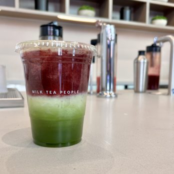 Milk Tea People - Blueberry matcha with oat milk - Tea Rooms Near Me - Denver, Colorado