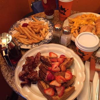 Love Cafe - French toast w/ strawberries and bacon + Fries + Ham egg & cheese _ Cheese fries + Big latte + Small mocha = less than $20 - Coffee & Tea Near Me - New York, New York Love Cafe - French toast w/ strawberries and bacon + Fries + Ham egg & cheese _ Cheese fries + Big latte + Small mocha = less than $20 - Coffee & Tea Near Me - New York, New York