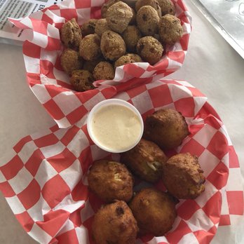 Quarterdeck - Top are the hush puppies and bottom are the carb hush puppies with a spicy horseradish aioli sauce - Seafood Near Me - Arlington, Virginia