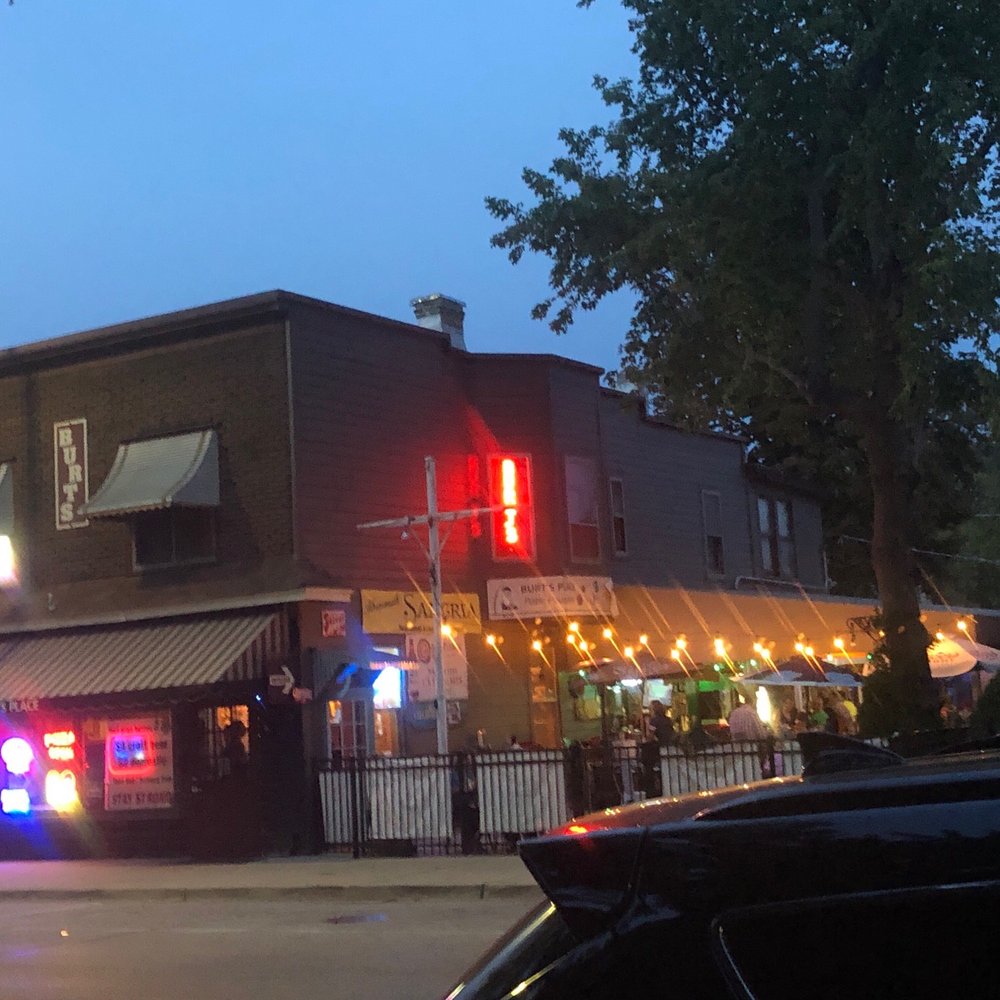 Burt's Place - The lit up patio and it's packed! - Pizza Near Me - Morton Grove, Illinois
