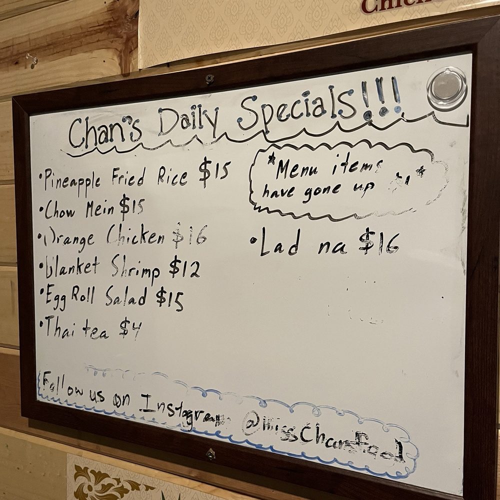 Chan's Thai Cuisine - Menu 3/2026 - Thai Near Me - Visalia, California