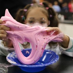 Funtastik Labs - Mixing and stretching slime at our Katy location