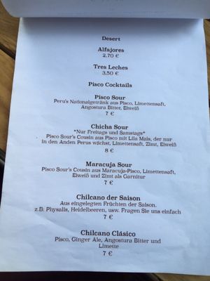 Menu photo 5 Pisco Perú Berlin, BE