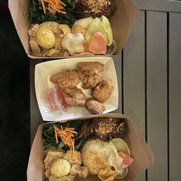 beef rendang and fried chicken beef rendang and fried chicken