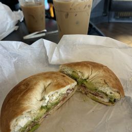 4 Signature Iced 4-2-1 Coffee and Desi breakfast bagel