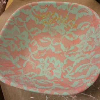 Color Me Mine - Learning how to use lace to create my piece :) - Paint-Your-Own Pottery Near Me - Eagan, Minnesota Color Me Mine - Learning how to use lace to create my piece :) - Paint-Your-Own Pottery Near Me - Eagan, Minnesota