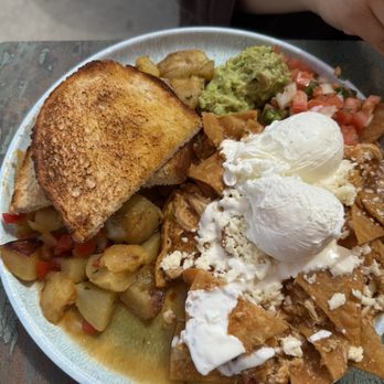 Stratford at the Harbor - Chilaquiles w/sourdough toast. - Breakfast & Brunch Near Me - Oceanside, California Stratford at the Harbor - Chilaquiles w/sourdough toast. - Breakfast & Brunch Near Me - Oceanside, California