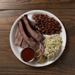 Inman’s BBQ - Sausage & Rib Plate w/ Cole Slaw & Beans