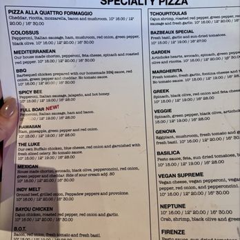 Bazbeaux Pizza - Regular menu. Can order anything if you choose not to do lunch specials - Pizza Near Me - Indianapolis, Indiana