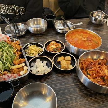 Kosoo - spicy squid and pork bulgogi, kimchi stew, and fried chicken. Osam Bulgogi Kimchi-Jjigae - Korean Near Me - Vancouver, British Columbia