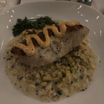 Ken Stewart's Grille - Potato crusted halibut over creamed corn - Steakhouses Near Me - Akron, Ohio