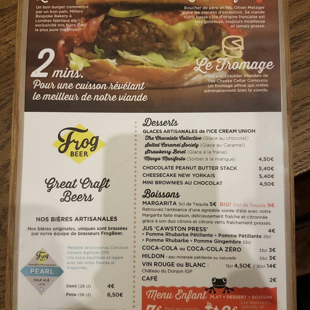 Frog Burger - Menu - Burgers Near Me - Paris, 75 Frog Burger - Menu - Burgers Near Me - Paris, 75