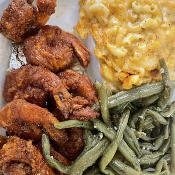 Soul Greedy - Honey buffalo shrimp, sautéed string beans and macaroni and cheese. - Soul Food Near Me - Philadelphia, Pennsylvania Soul Greedy - Honey buffalo shrimp, sautéed string beans and macaroni and cheese. - Soul Food Near Me - Philadelphia, Pennsylvania