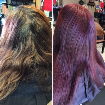 Escape A Full Service Salon - Before & after Brazilian blowout Joico reds - Nail Salons Near Me - Keizer, Oregon