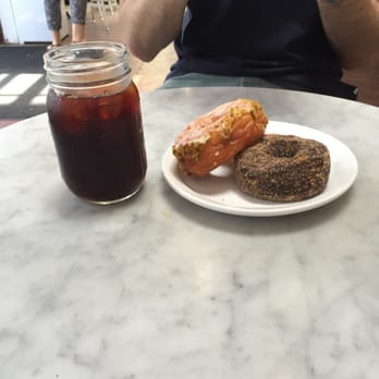 The Mill - Iced coffee with lemon pistachio and spicy chocolate donut - Coffee & Tea Near Me - San Francisco, California