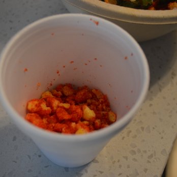 Hula - My friend asked for extra hot Cheetos toppings in a cup, and they very kindly obliged. - Poke Near Me - San Antonio, Texas Hula - My friend asked for extra hot Cheetos toppings in a cup, and they very kindly obliged. - Poke Near Me - San Antonio, Texas
