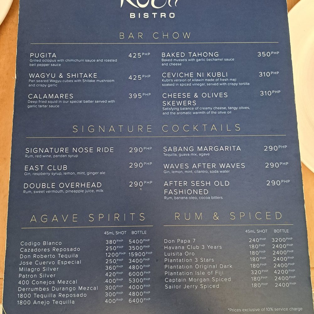 Kubli Bistro - Menu (October 2025) - Bistros Near Me - Baler, AUR