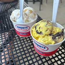 Sam’s Ice Cream - Banana Pudding on left. Banana PB Moose Tracks on right.