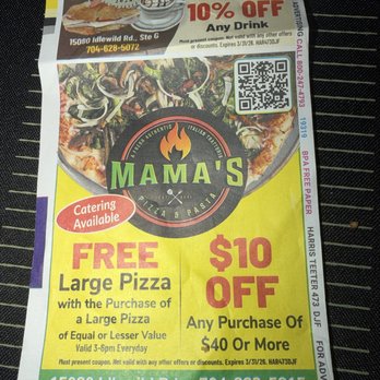 Mama's Restaurant & Bar - coupon on the back of local Harris Teeter receipt - Pizza Near Me - Matthews, North Carolina Mama's Restaurant & Bar - coupon on the back of local Harris Teeter receipt - Pizza Near Me - Matthews, North Carolina