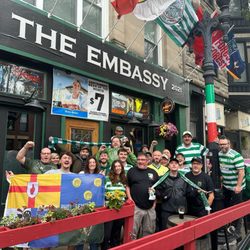 With the fellas from Kneecap after a 6-0 Celtic victory
