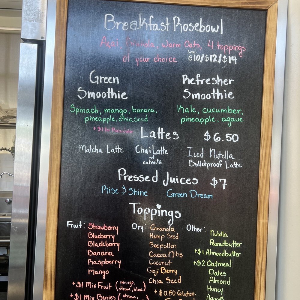 Acai bar  - Special menu and list of toppings - Acai Bowls Near Me - Pasadena, California