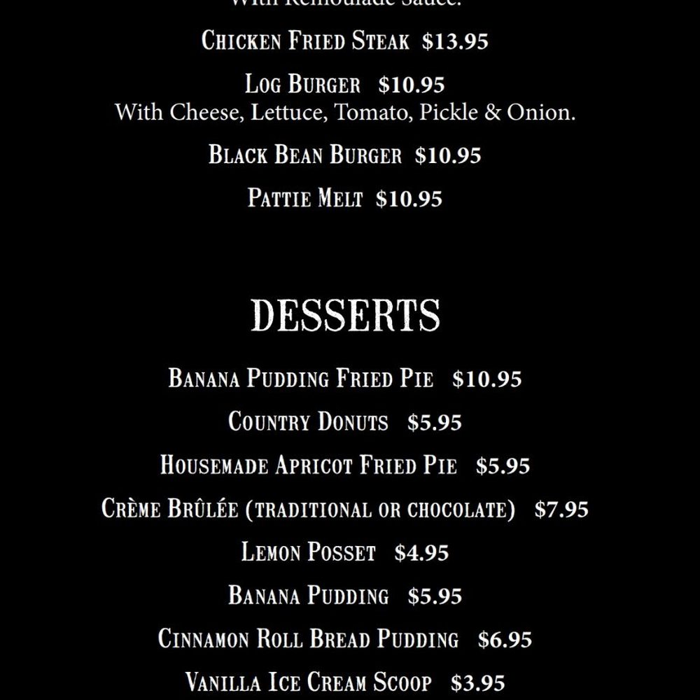 Edom Log Cabin - One page of the Edom Log Cabin Menu, 2025. - Comfort Food Near Me - Edom, Texas