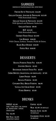 Menu photo 3 Edom Log Cabin Edom, TX