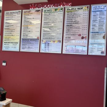 Smoothie King - menus on a red wall - Juice Bars & Smoothies Near Me - Louisville, Kentucky Smoothie King - menus on a red wall - Juice Bars & Smoothies Near Me - Louisville, Kentucky