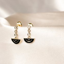 Isabel Alexander - - 14K solid gold - 0.06 ct diamonds - size: half-moon is 9 mm X 4 mm; total earring length: 15mm