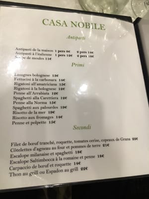 Menu photo 5 Casa Nobile Lyon, 69 Menu photo 5 Casa Nobile Lyon, 69