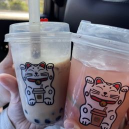 Classic boba tea and strawberry yakult