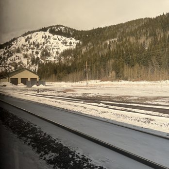Amtrak Fraser-Winter Park Station - View from the train. - Train Stations Near Me - Parshall, Colorado Amtrak Fraser-Winter Park Station - View from the train. - Train Stations Near Me - Parshall, Colorado