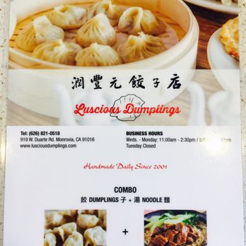 Luscious Dumplings - Menu - other side (as of Sep 2017) - Noodles Near Me - Monrovia, California