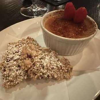 Lovechild Restaurant - Pistachio Crème Brûlée with cookies - New American Near Me - La Crosse, Wisconsin